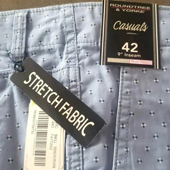 Mens 42 Straight Fit Stretch Blue Flat Front Travel Golf Cruise - Picture 1 of 6
